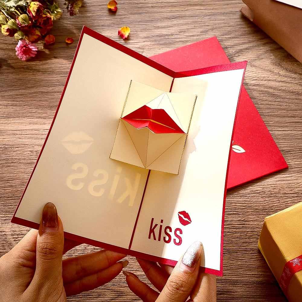 Tarjetas De Felicitación Desplegables Con Labios En 3d, Regalos Para El Día De San Valentín. - GiftlabES