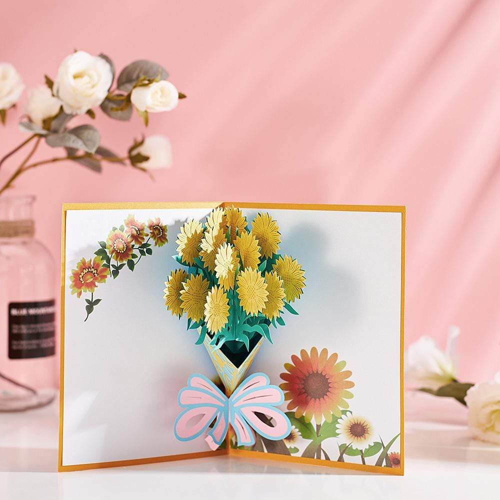 Tarjeta De Cumpleaños Con Girasoles, Tarjeta Del Día De La Madre - Flor 3d - GiftlabES