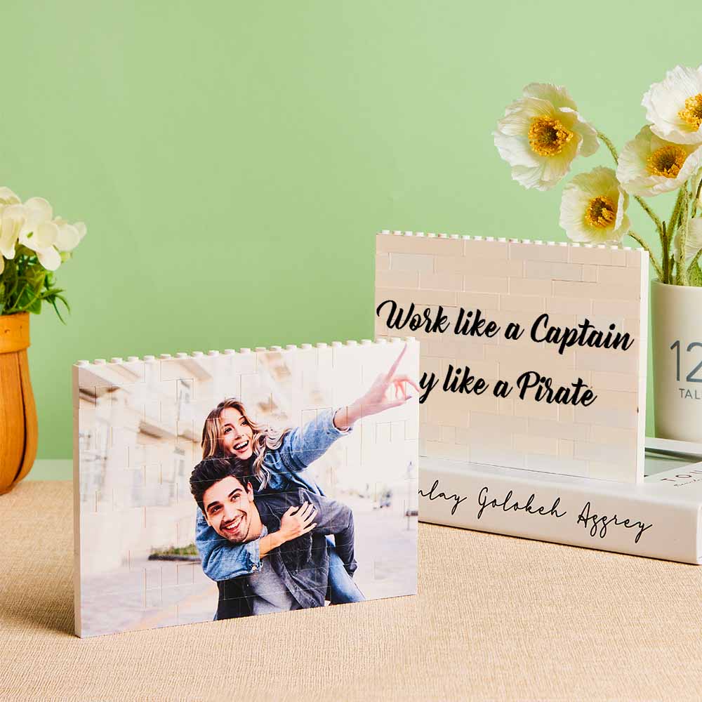 Marco De Fotos Personalizado Con Forma De Bloque De Construcción De Ladrillos Con Código De Canción - GiftlabES