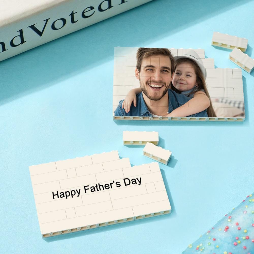 Marco De Fotos Y Texto Personalizado Con Diseño De Bloques De Construcción Y Código De Spotify Para El Día Del Padre. - GiftlabES