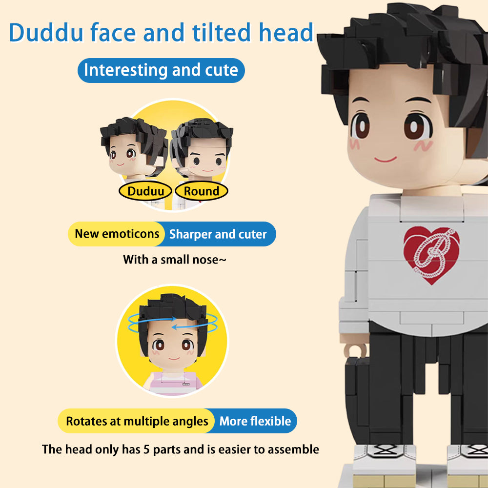 Dos Figuras De Ladrillos Duddu Personalizadas Con Foto. Figuras De Ladrillos Duddu Hechas A Mano. Regalos De Cumpleaños Y San Valentín Para Niñas. - GiftlabES
