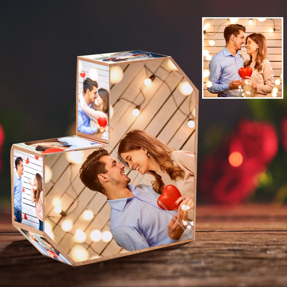 Cubo De Rubik Personalizado Con Foto, Cubo De Madera Con Forma De Corazón, Regalos - GiftlabES