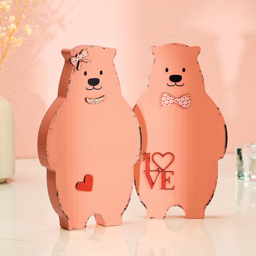Osos De Madera Con Forma De Pareja, Decoración Para El Hogar, Regalo De San Valentín Para Parejas. - GiftlabES