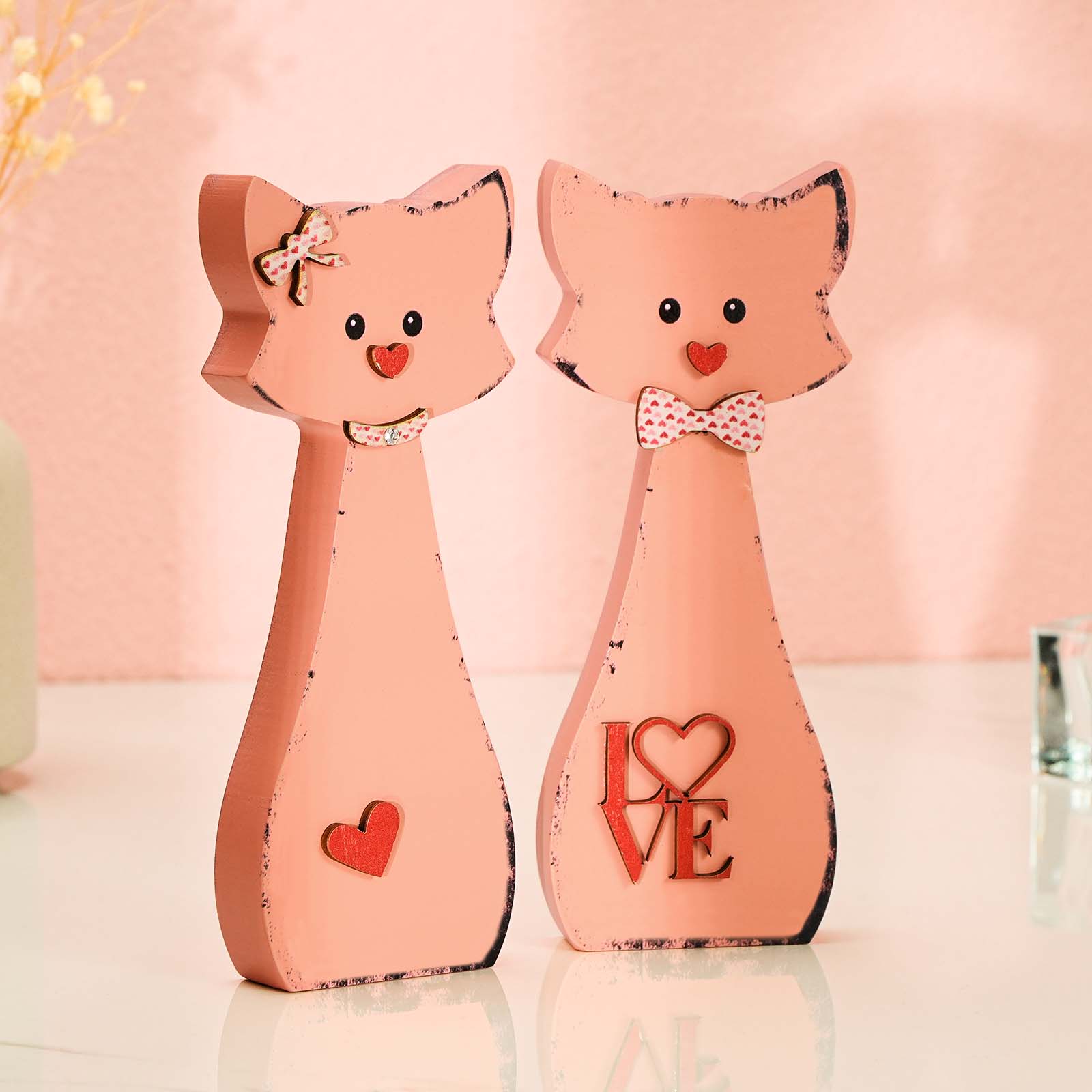 Pareja De Zorros De Madera, Decoración Para El Hogar, Regalo De San Valentín Para Parejas. - GiftlabES