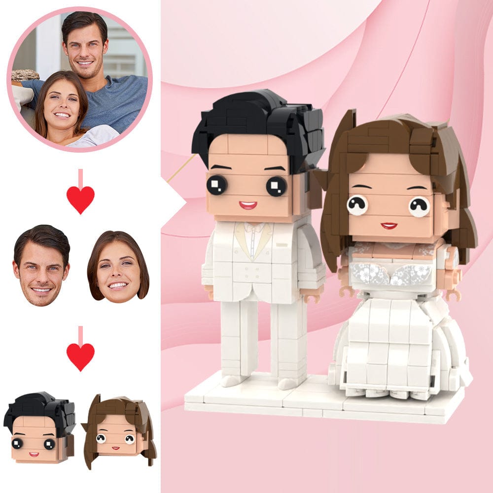 Regalos Románticos Para Bodas Figuras De Ladrillo Personalizadas De 2 Personas Figuras De Ladrillo Con Cabeza Personalizada Juguete De Bloques De Partículas Pequeñas - GiftlabES
