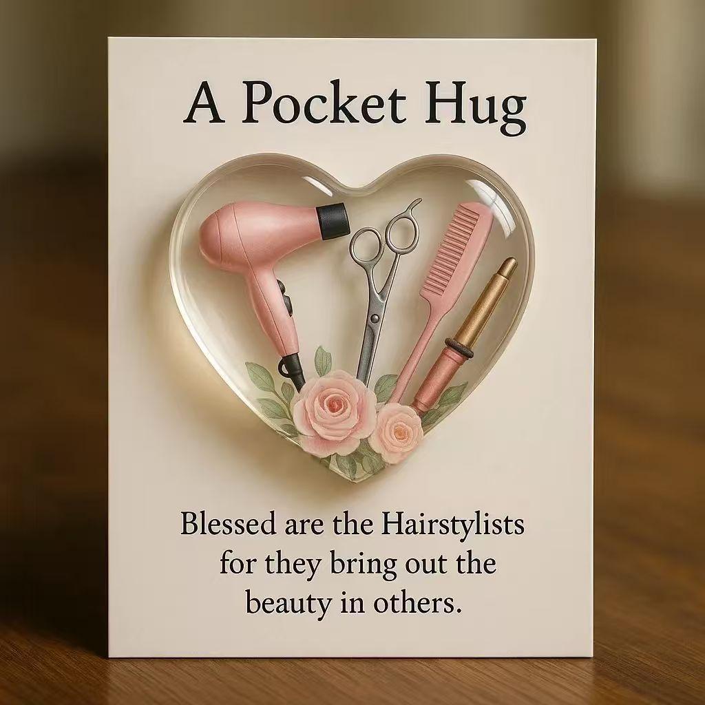Abrazo De Bolsillo Para Peluqueros - Mini Ficha De Herramientas De Peluquería En Forma De Corazón Con Tarjeta - Divertido Regalo De Agradecimiento Para Estilistas - Regalo De San Valentín Para Barberos - GiftlabES