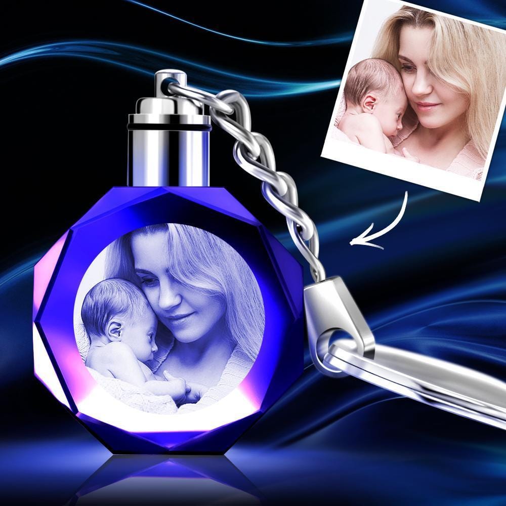 Llavero Personalizado Con Foto, Regalo De Cristal Para Mamá - Octogonal - GiftlabES
