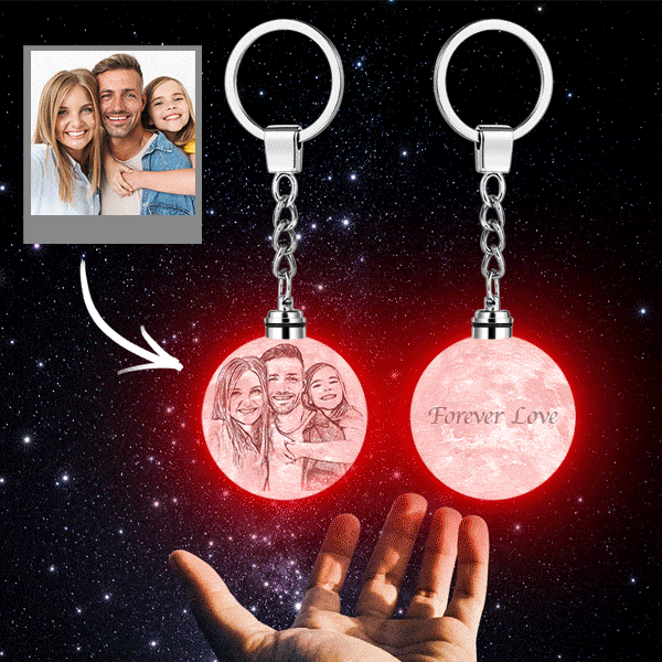 Llavero Con Lámpara De Luna Y Foto, Regalos Personalizados Impresos En 3d Para El Día De La Madre. - GiftlabES