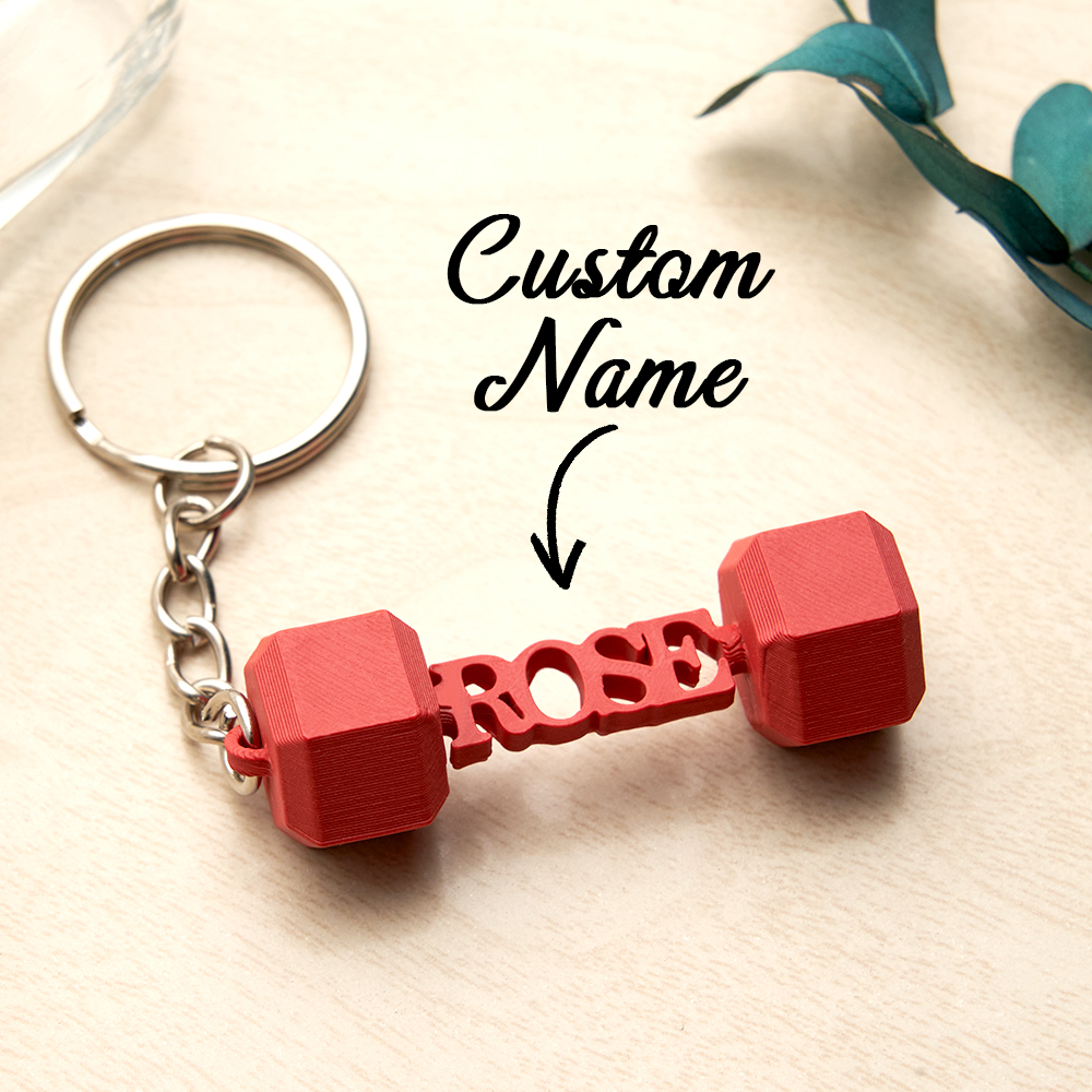 Llavero Con Mancuernas Con Nombre Personalizado, Regalos De Motivación Para Gimnasio - GiftlabES