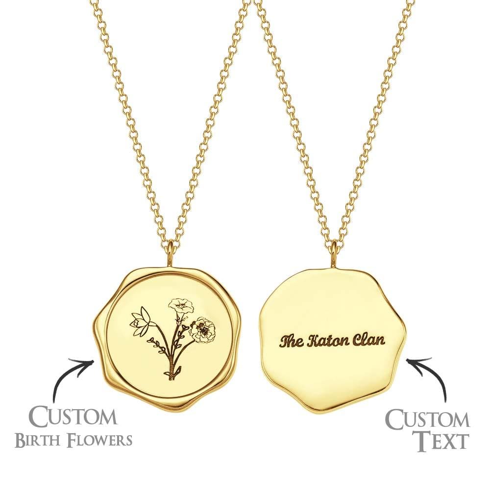 Collar Con Texto Personalizado Y 3 Flores De Nacimiento, Ramo De Flores Personalizado, Regalo Para Mamá. - GiftlabES