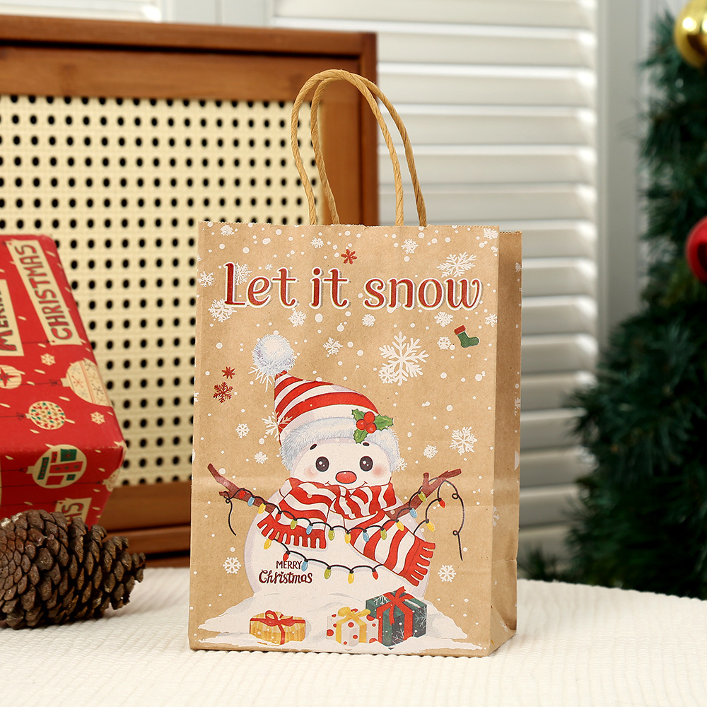 Bolsa De Regalo Navideña Con Diseño De Papá Noel De Dibujos Animados, 21x15x8 Cm. - GiftlabES
