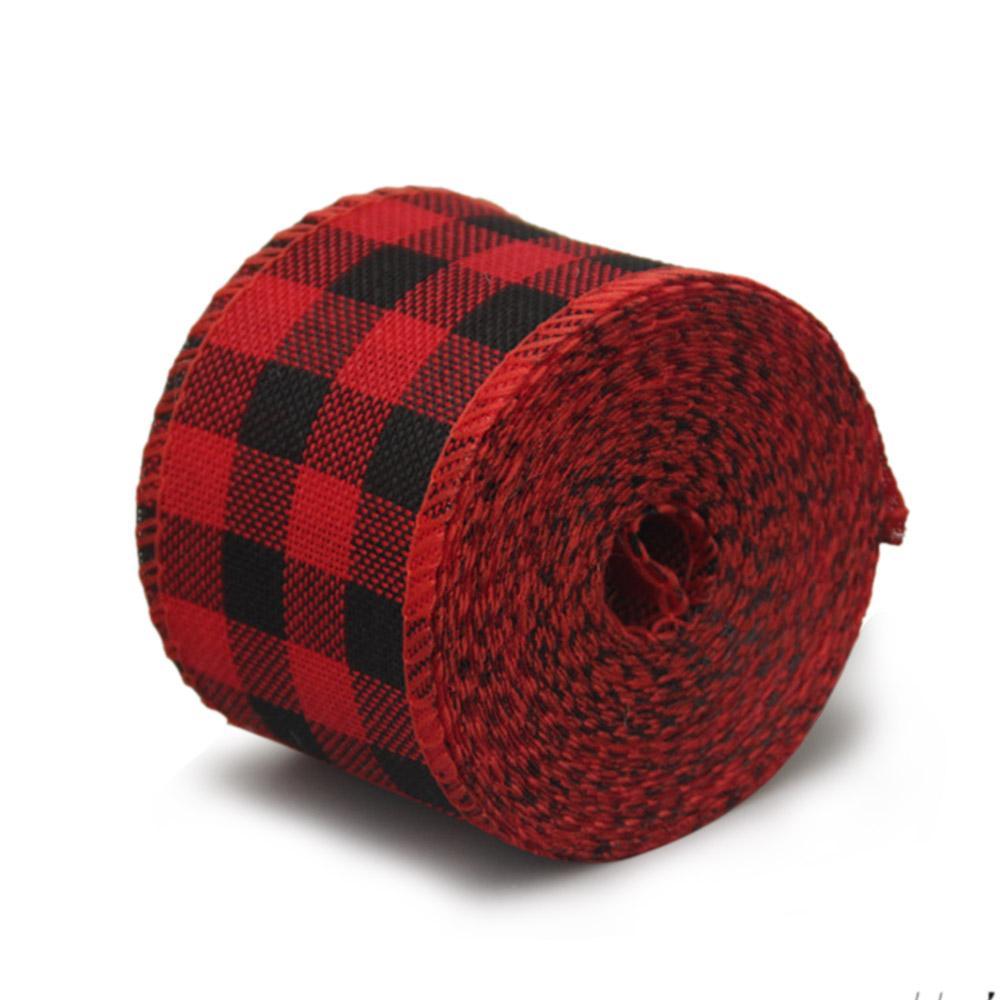 Cinta De Regalo Roja Y Negra Con Diseño De Cuadrícula Para Envolver Regalos. - GiftlabES