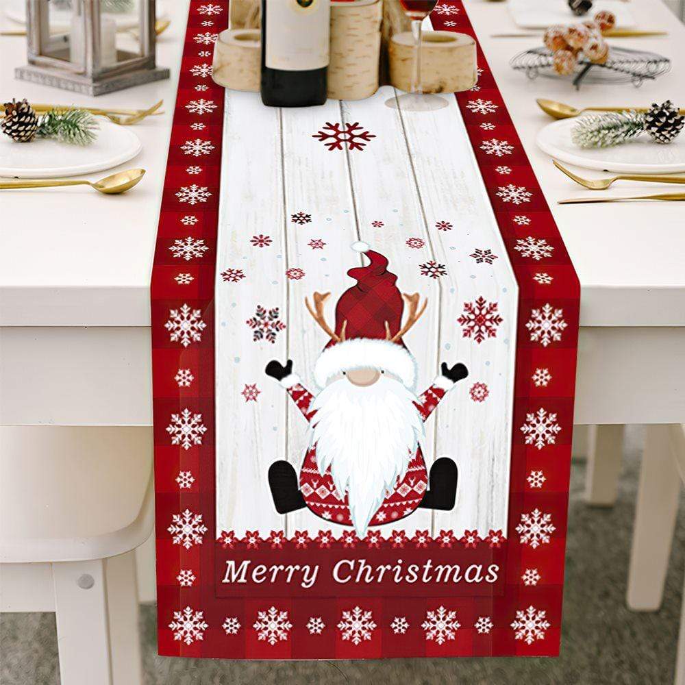 Camino De Mesa Rojo Navideño Con Regalos De Copos De Nieve Y Amigos, Varios Tamaños. - GiftlabES