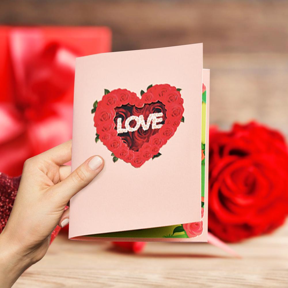 Tarjetas Desplegables De San Valentín Con Forma De Corazón De Rosa - GiftlabES