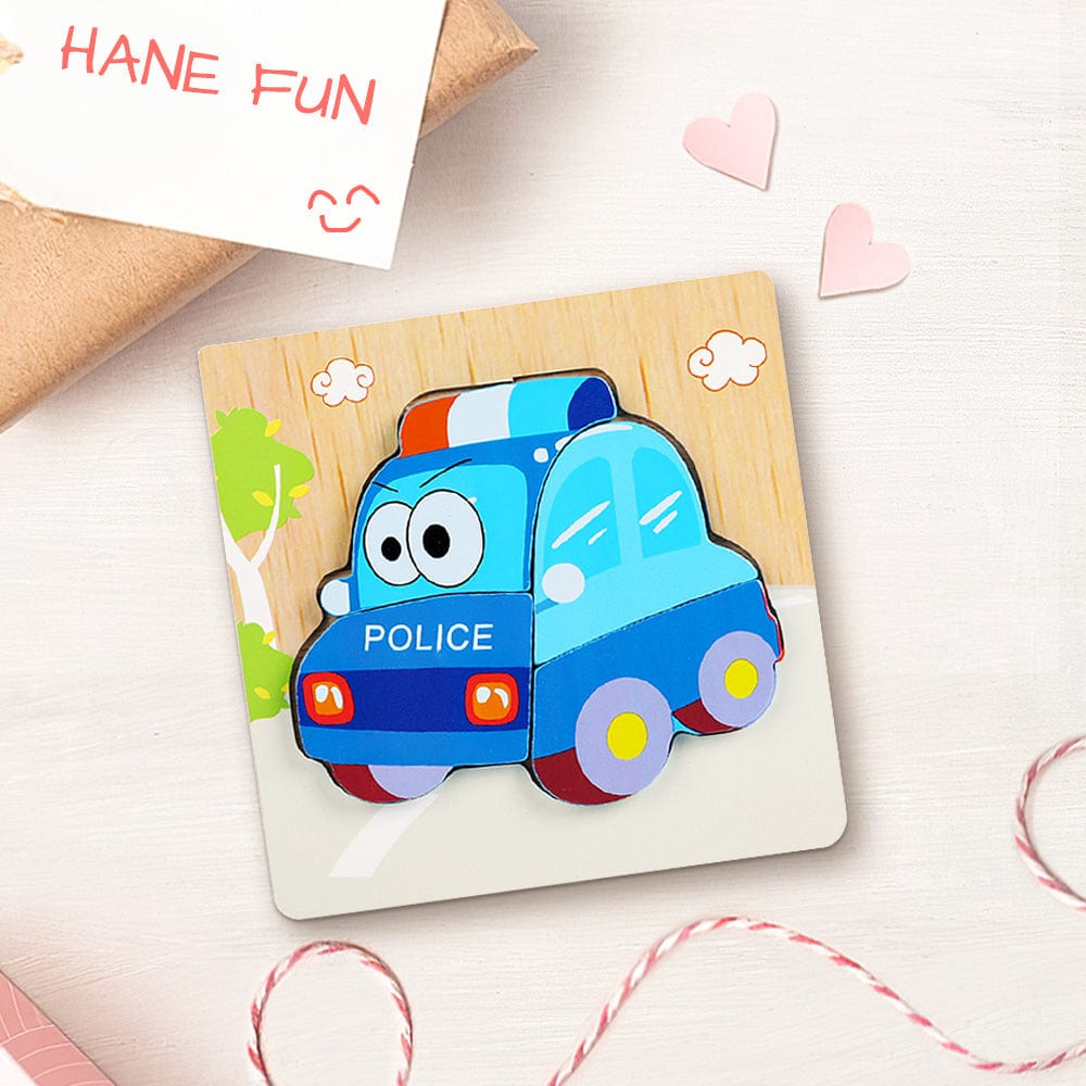 Rompecabezas 3d De Madera Con Forma De Coche De Policía. Juguetes Educativos Montessori Para Niños Pequeños. - GiftlabES