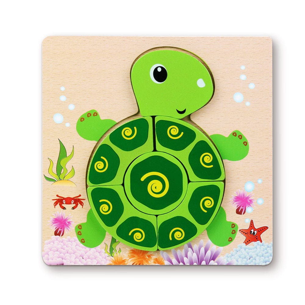 Rompecabezas 3d De Madera Con Forma De Tortuga. Juguetes Educativos Montessori Para Niños Pequeños. - GiftlabES