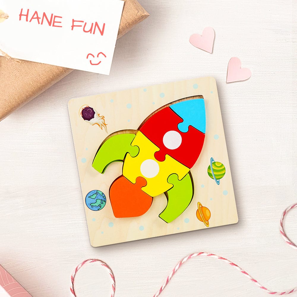 Rompecabezas 3d De Madera Con Forma De Cohete, Juguetes Educativos Montessori Para Niños Pequeños. - GiftlabES