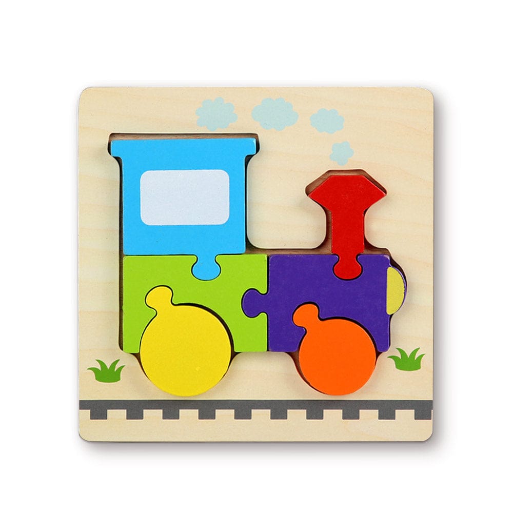 Rompecabezas 3d De Madera Con Forma De Tren, Juguetes Educativos Montessori Para Niños Pequeños. - GiftlabES