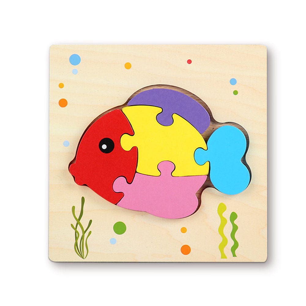 Rompecabezas 3d De Madera Con Forma De Pez, Juguetes Educativos Montessori Para Niños Pequeños. - GiftlabES