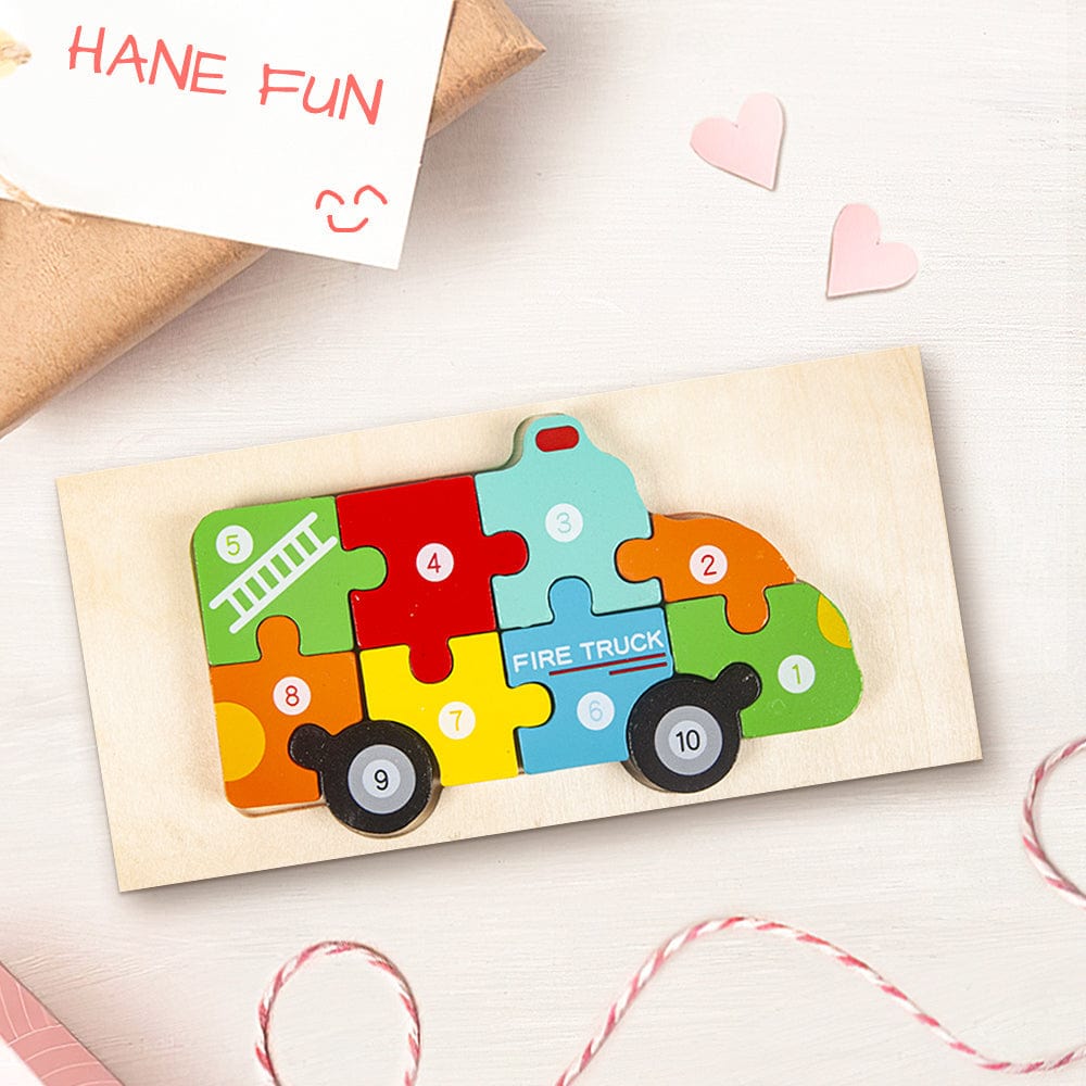 Rompecabezas 3d De Madera Con Forma De Autobús Escolar Y Bloques Numéricos. Juguetes Educativos Montessori Para Niños Pequeños. - GiftlabES