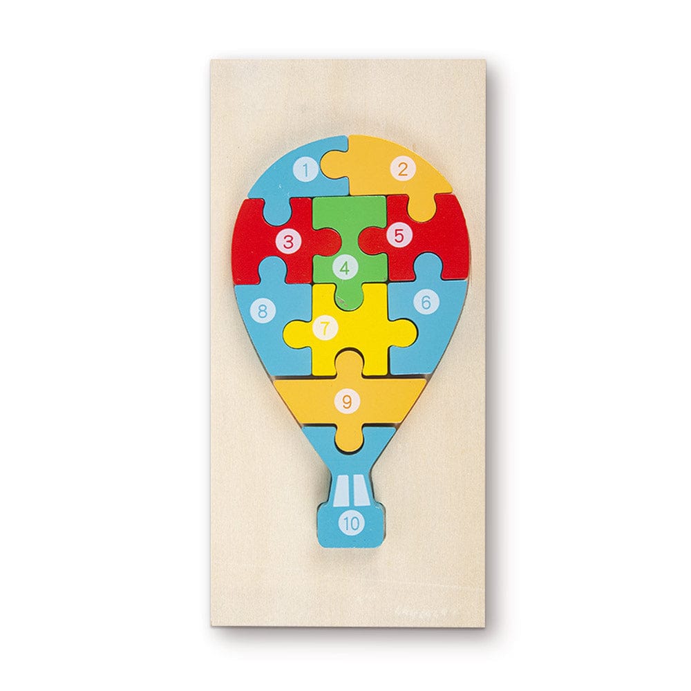 Rompecabezas 3d De Madera Con Forma De Globo Aerostático Y Bloques Numéricos. Juguetes Educativos Montessori Para Niños Pequeños. - GiftlabES