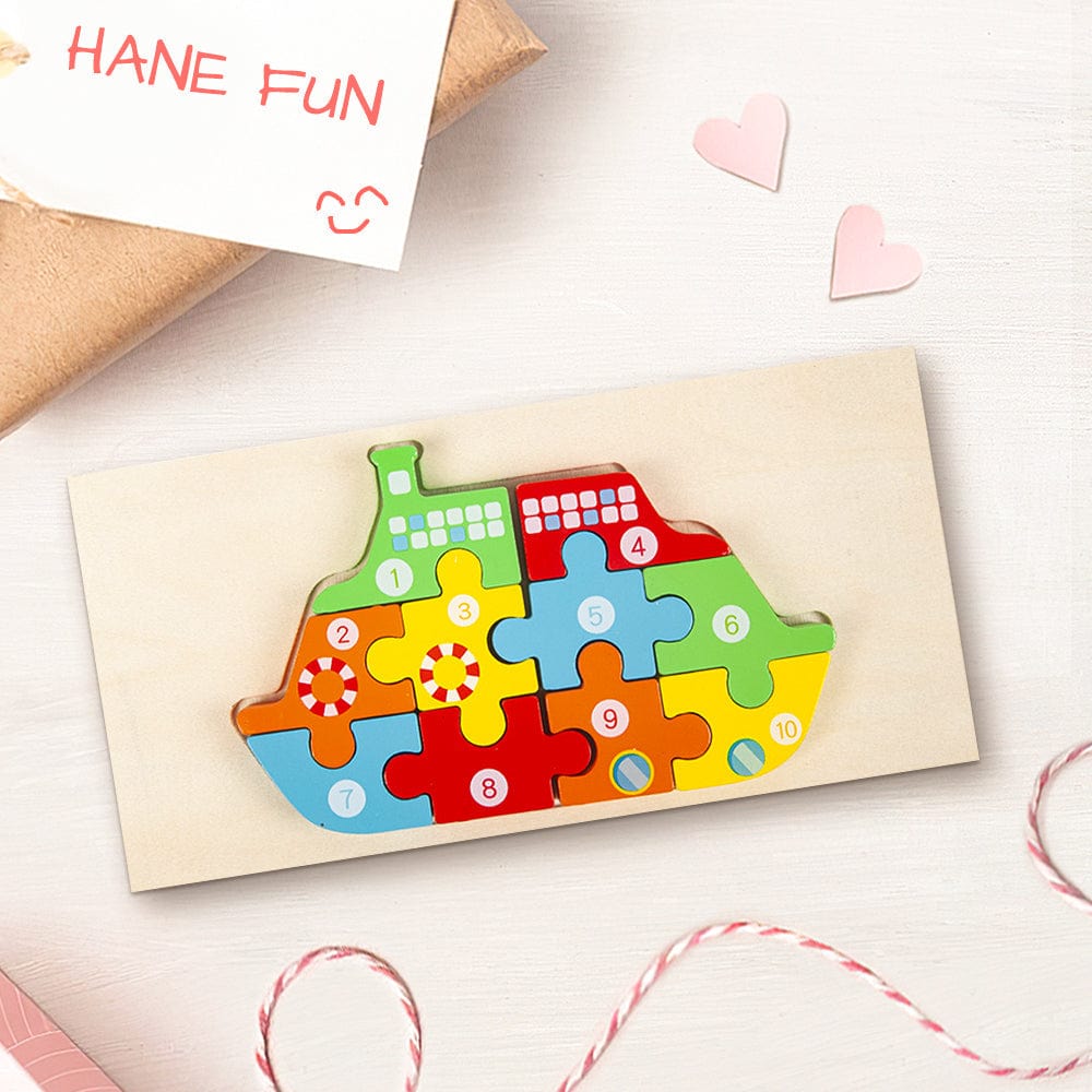 Rompecabezas 3d De Madera Con Forma De Barco, Bloques Numéricos, Juguetes Educativos Montessori Para Niños Pequeños. - GiftlabES