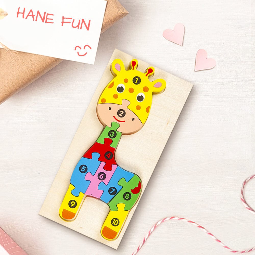 Rompecabezas 3d De Madera Con Forma De Jirafa Y Bloques Numéricos. Juguetes Educativos Montessori Para Niños Pequeños. - GiftlabES