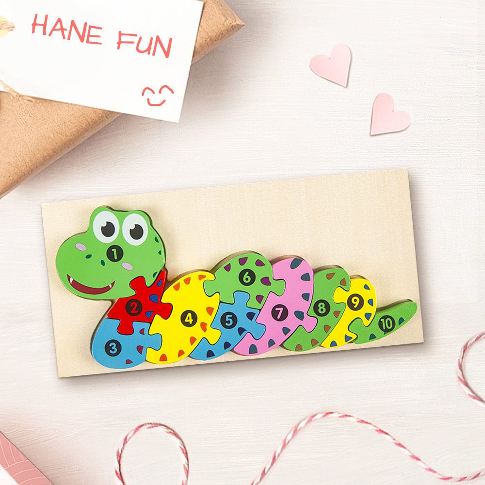 Rompecabezas 3d De Madera Con Forma De Serpiente Y Bloques Numéricos. Juguetes Educativos Montessori Para Niños Pequeños. - GiftlabES