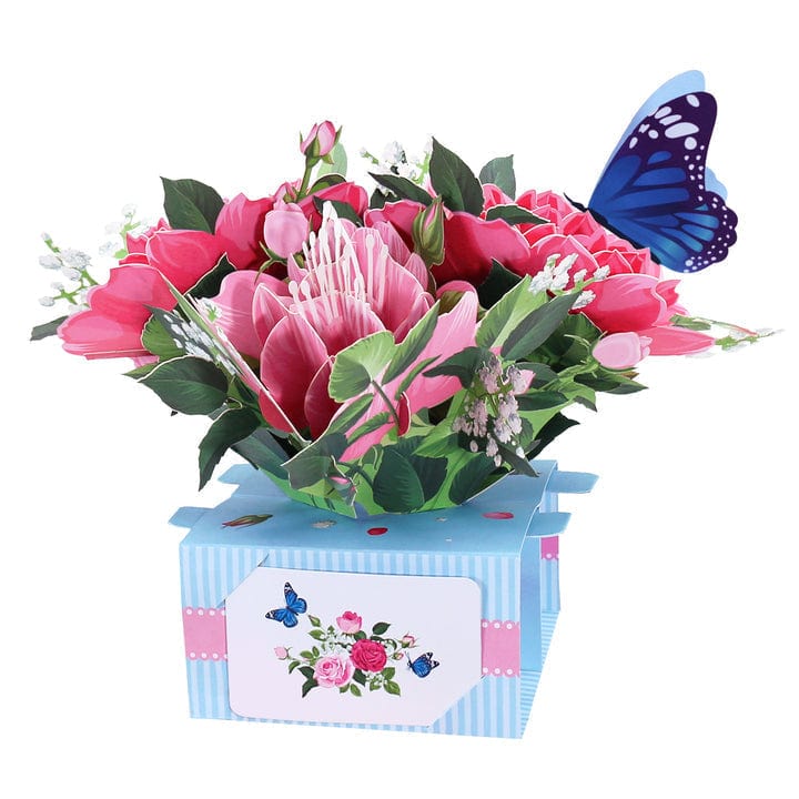 Tarjeta Desplegable Con Ramo De Flores Vibrantes. Tarjeta Floral Para El Día De La Madre. - GiftlabES