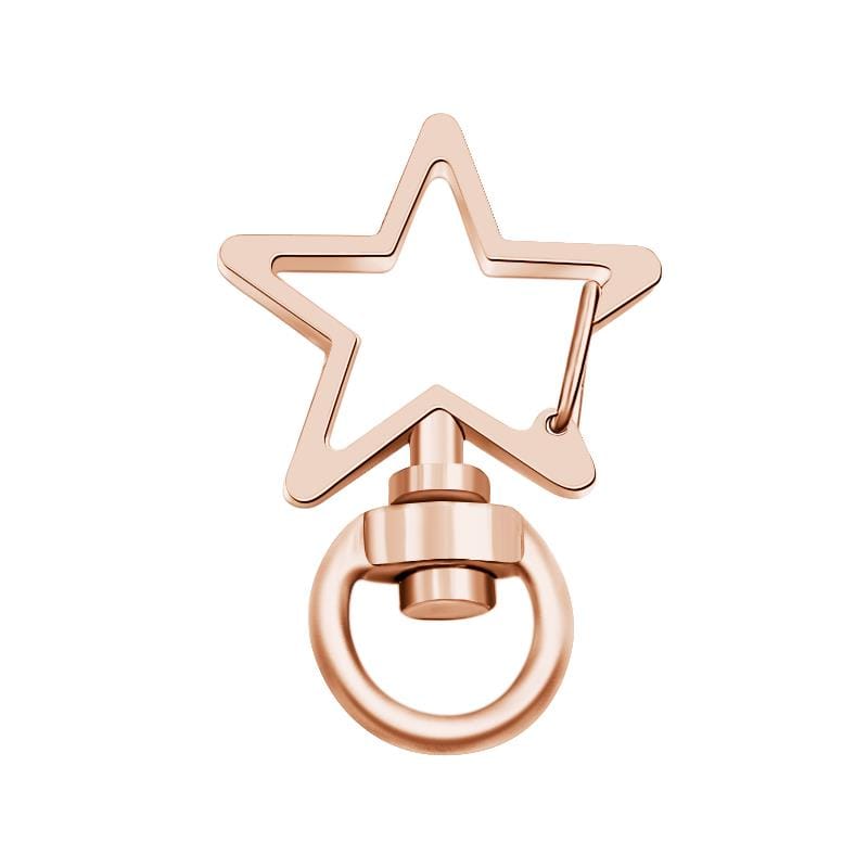 Llavero Con Mosquetón Giratorio En Forma De Estrella, De Metal, Con Resorte, Color Oro Rosa. - GiftlabES