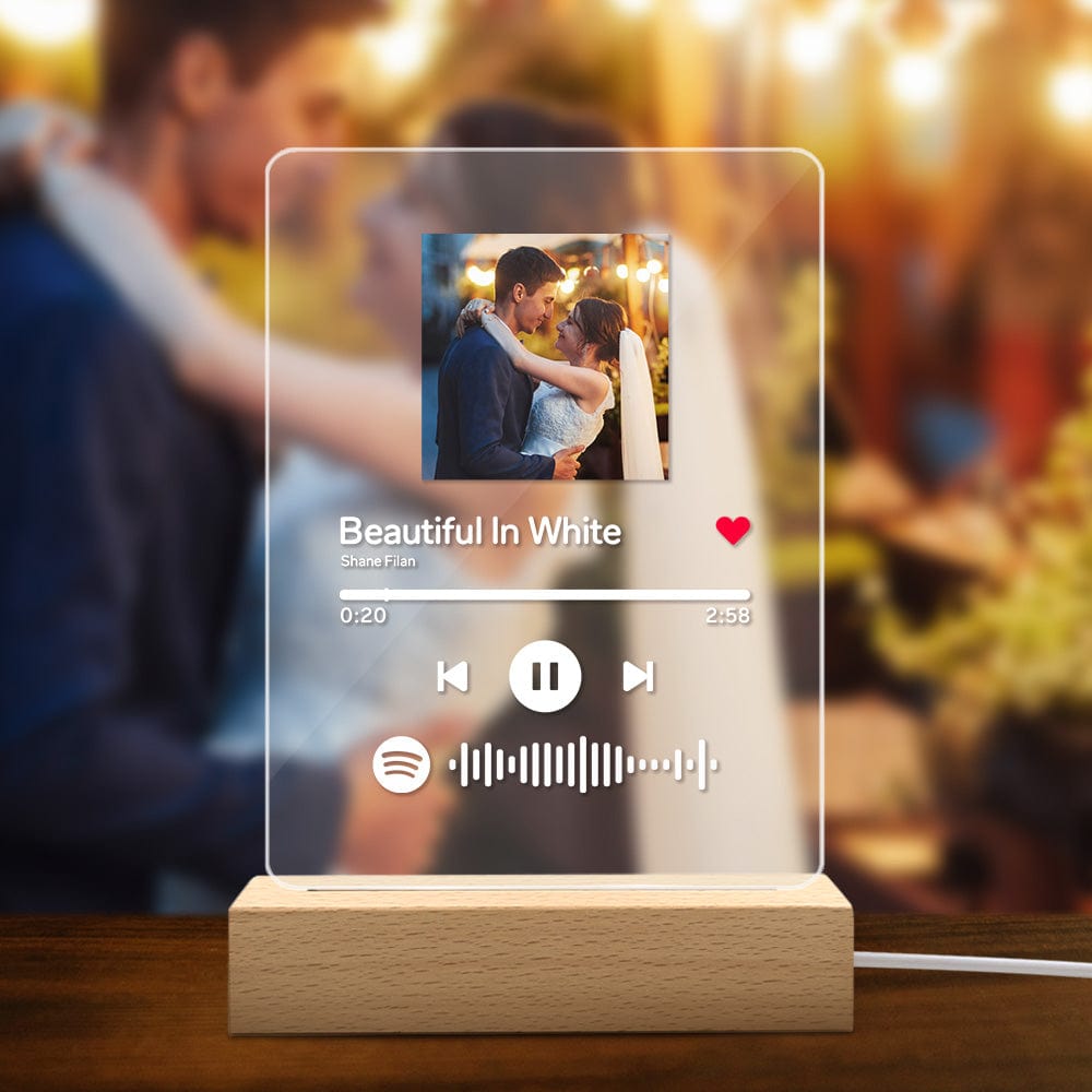 Lámpara De Noche Con Soporte Y Placa De Spotify. Regalos De San Valentín Y De Boda. - GiftlabES