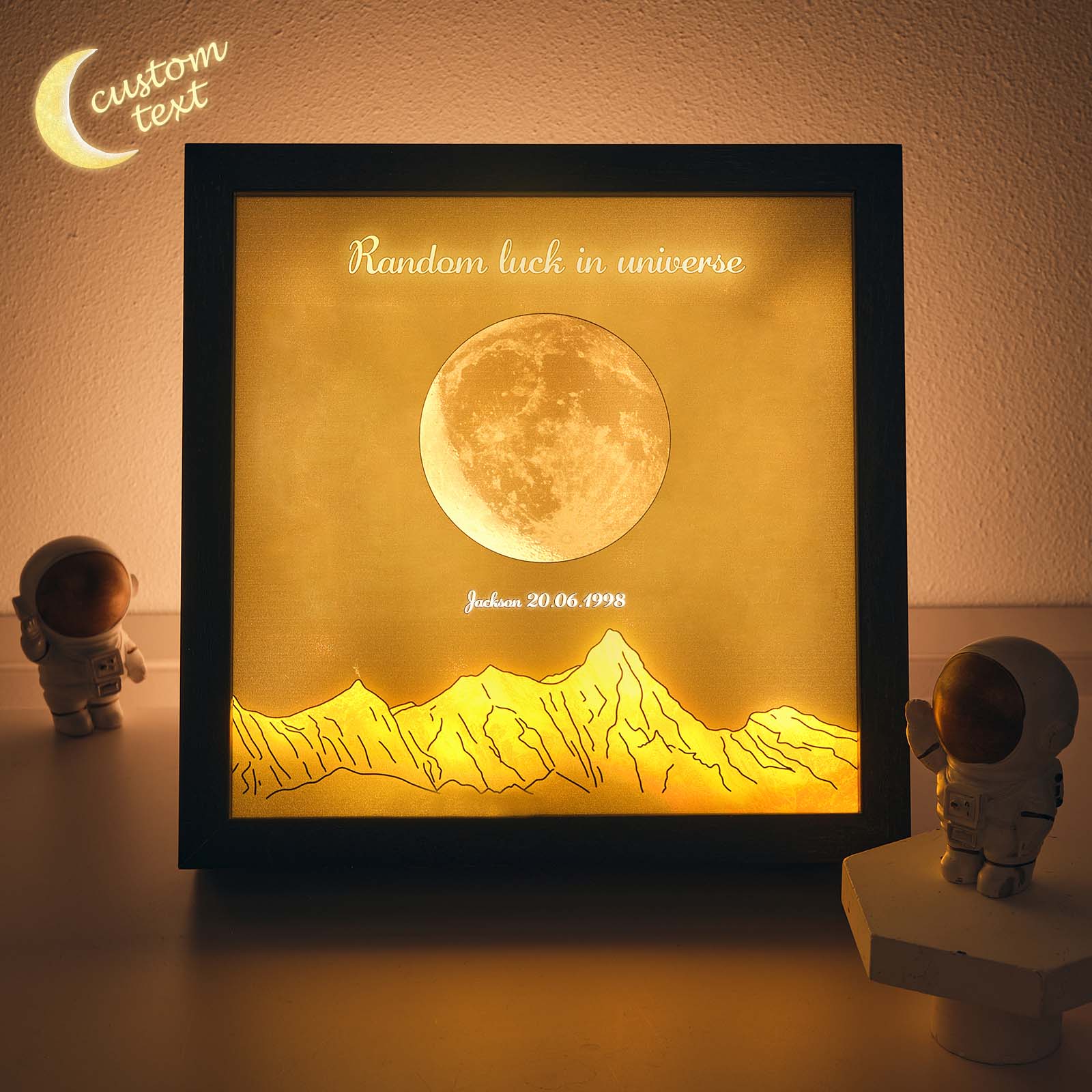 Custom Photo Birth Moon Phase Night Light Warm Adjustable LED Box Lamp Love Gift - GiftLabuk