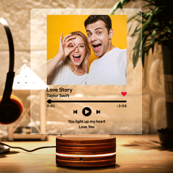 Lámpara De Noche Con Soporte Y Código De Spotify, Luz Nocturna Personalizada Para Parejas. - GiftlabES