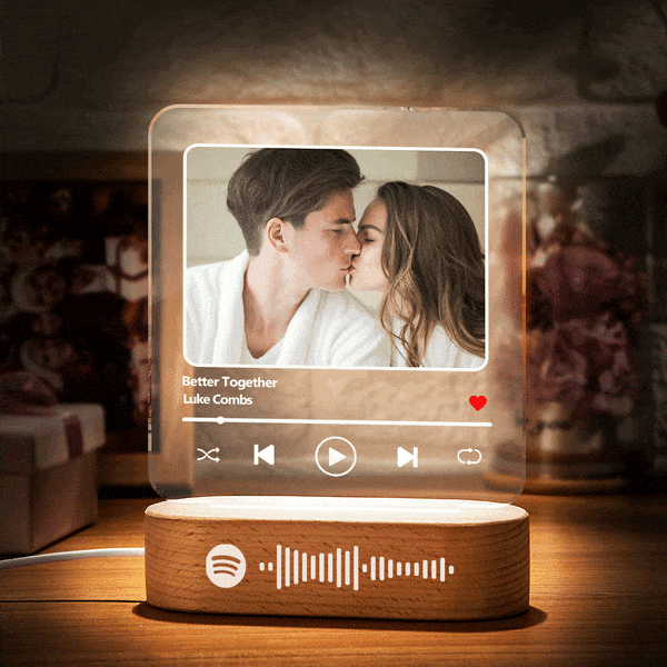 Lámpara De Noche Con Placa De Acrílico Con Código De Canción Personalizado Para El Día De San Valentín. Llavero Con Placa Musical. - GiftlabES
