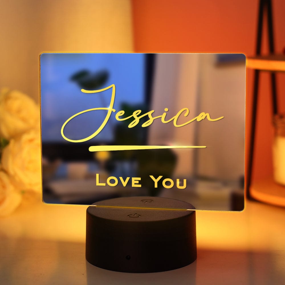 Lámpara De Espejo Grabada A Medida, Luz Nocturna Colorida, Regalo Para El Hogar - GiftlabES