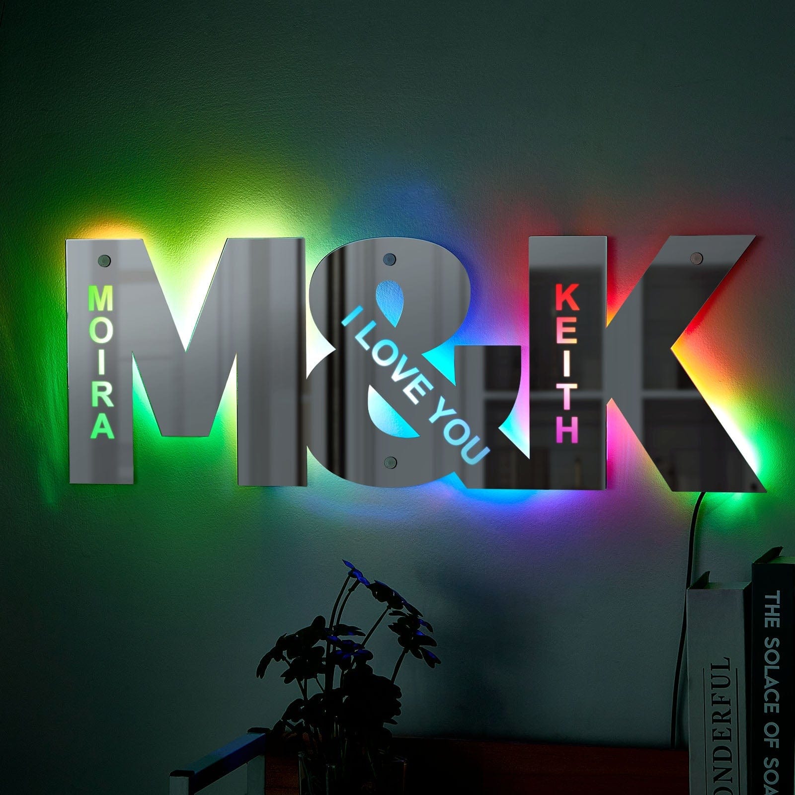 Espejo Con Luz Y Letras Personalizadas Para Parejas - GiftlabES
