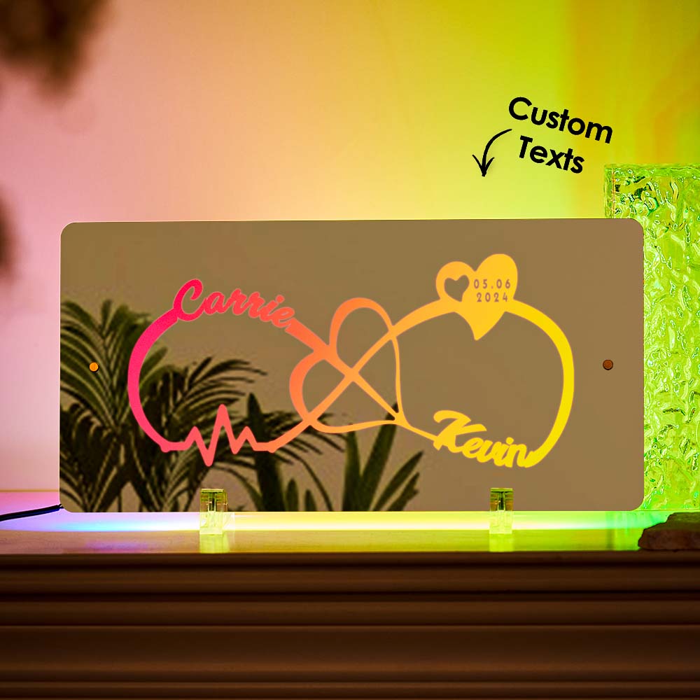Espejo Luminoso Infinity Personalizado Con Nombre Y Fecha De Aniversario. Regalo Personalizado Para Ella. - GiftlabES