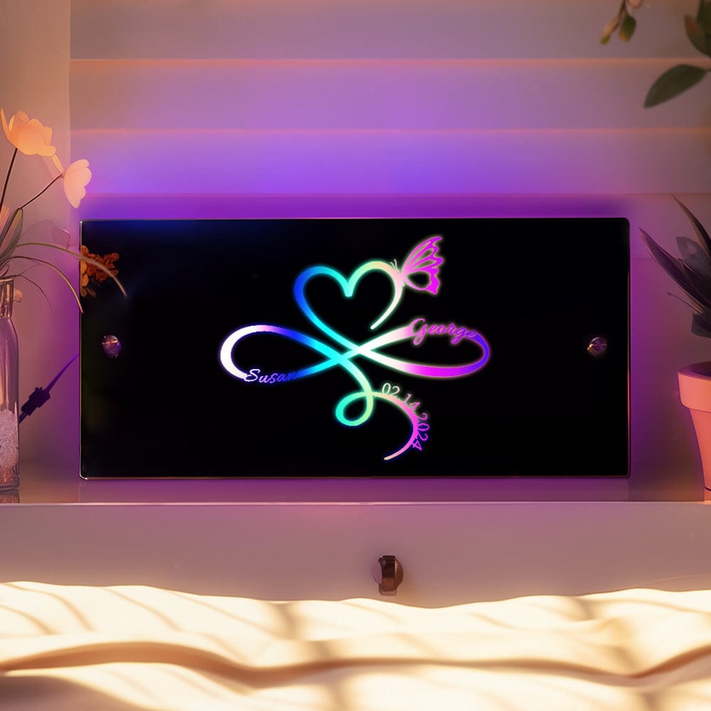Espejo Infinito Personalizado Con Luz, Nombre Y Fecha De Aniversario. Regalo Para Ella. - GiftlabES