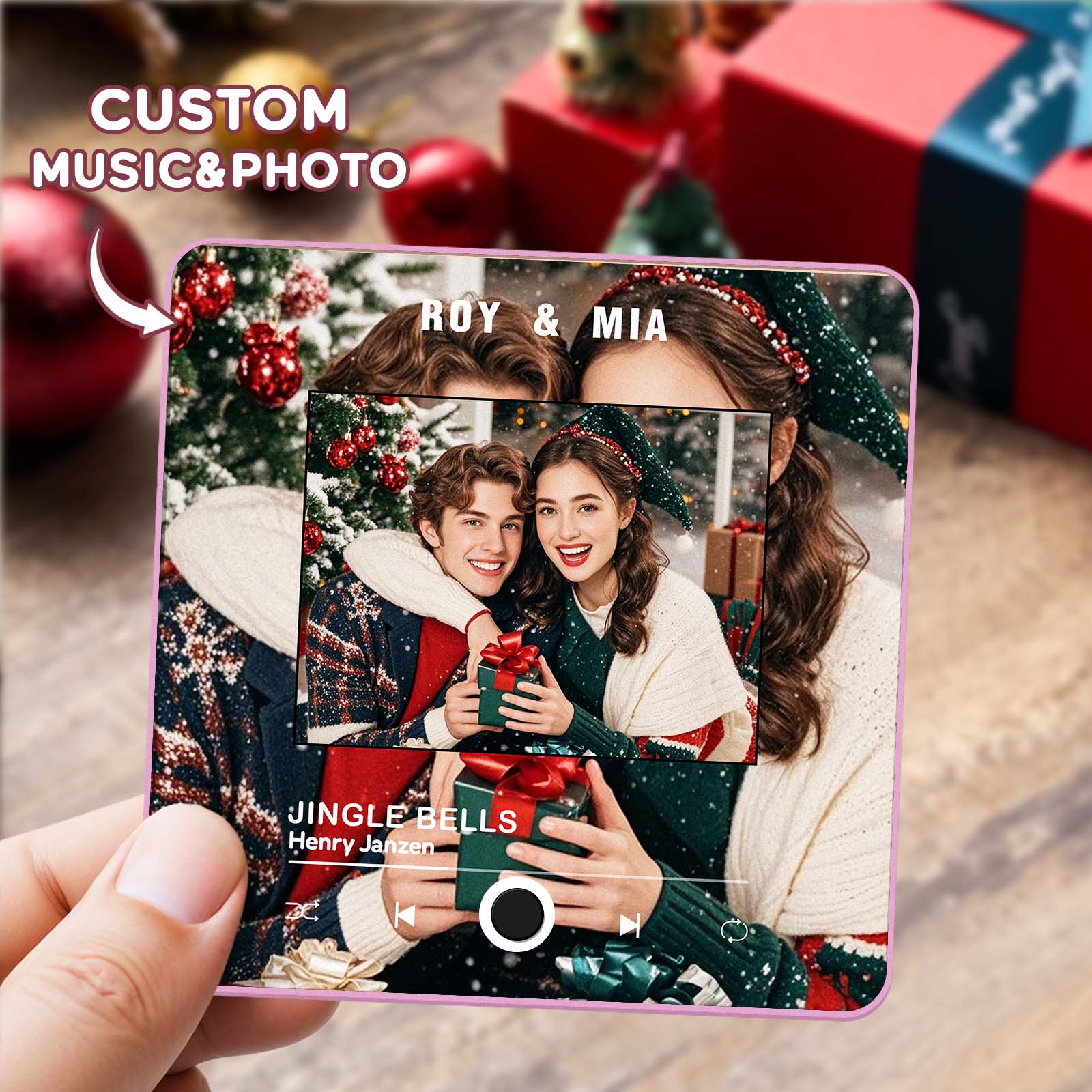 Imán De Nevera Con Álbum Personalizado, Imán De Nevera Musical Que Reproduce Canciones, Regalo De Navidad Para Parejas. - GiftlabES