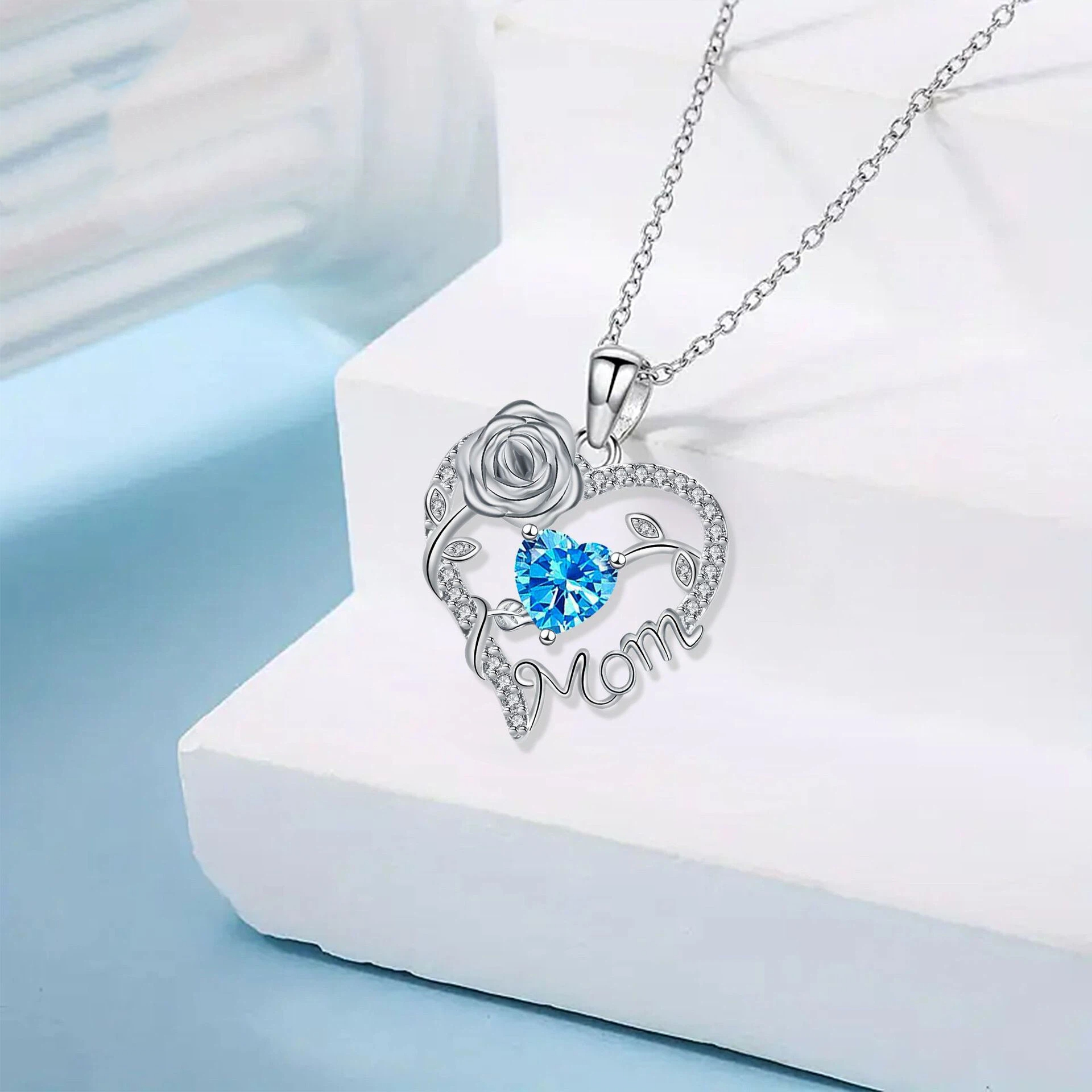 Collar Con Colgante De Corazón De Rosa Para Mamá. Delicado Y Sentimental Regalo De Joyería Para El Día De La Madre. - GiftlabES