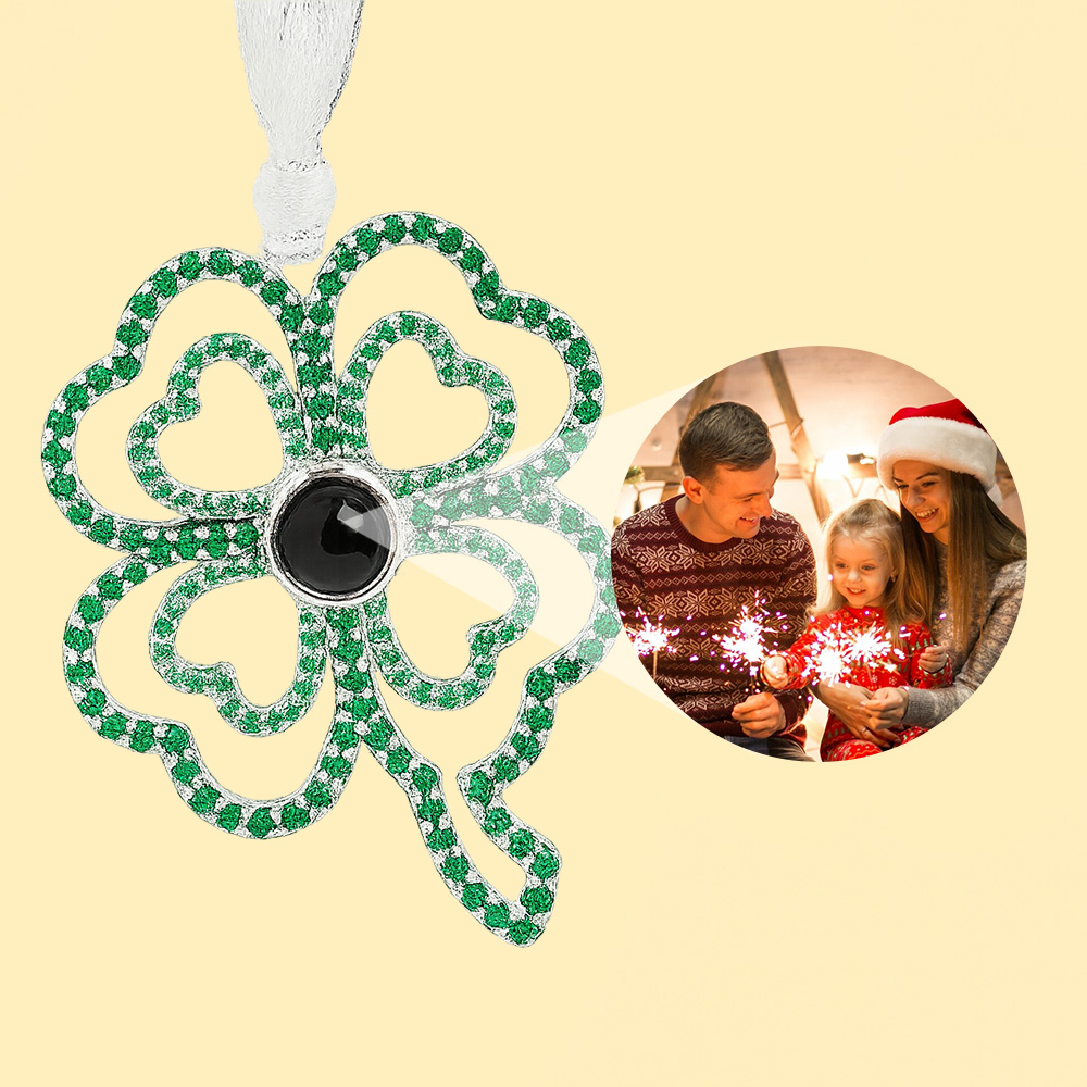 Ornamento Personalizzato A Forma Di Fiocco Di Neve Con Proiezione Fotografica E Gemma, Decorazione Per Albero Di Natale, Regali Di Natale. - GiftlabIT