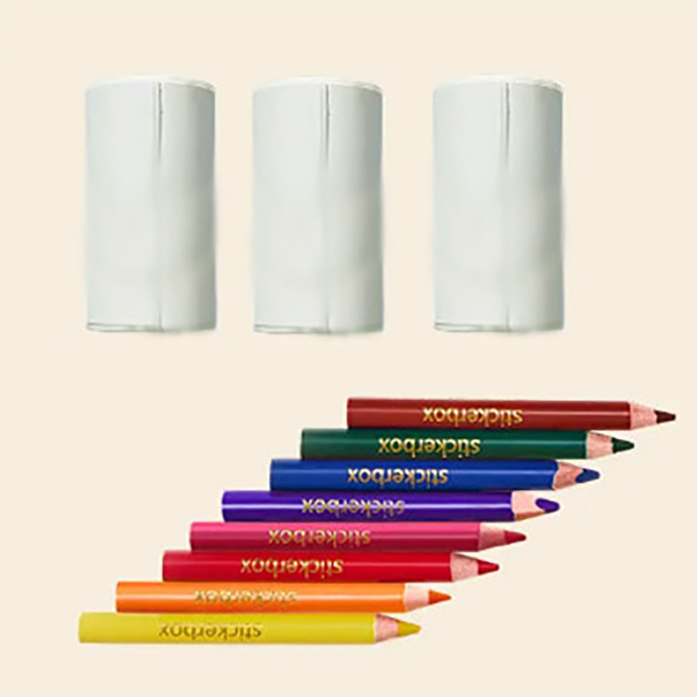 8 Matite Colorate Extra, 3 Rotoli Di Carta (180 Adesivi, Senza Bpa/bps) - GiftlabIT