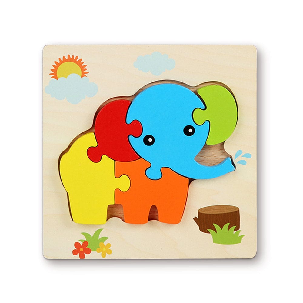 Puzzle 3d In Legno Puzzle A Forma Di Elefante Puzzle Educativi Apprendimento Montessori Giocattoli Per I Più Piccoli - GiftlabIT