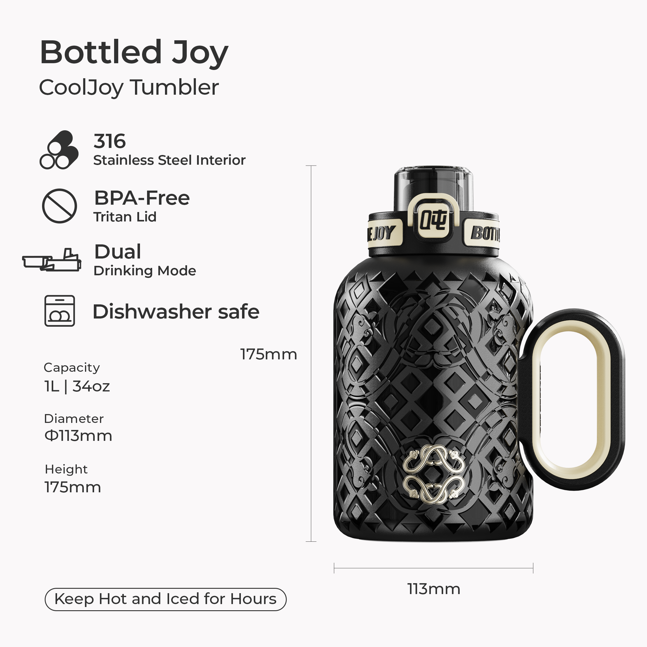 CoolJoy Sport Tumbler 1L - Bottiglia sportiva isolata in edizione limitata | Gioia in bottiglia - GiftlabIT