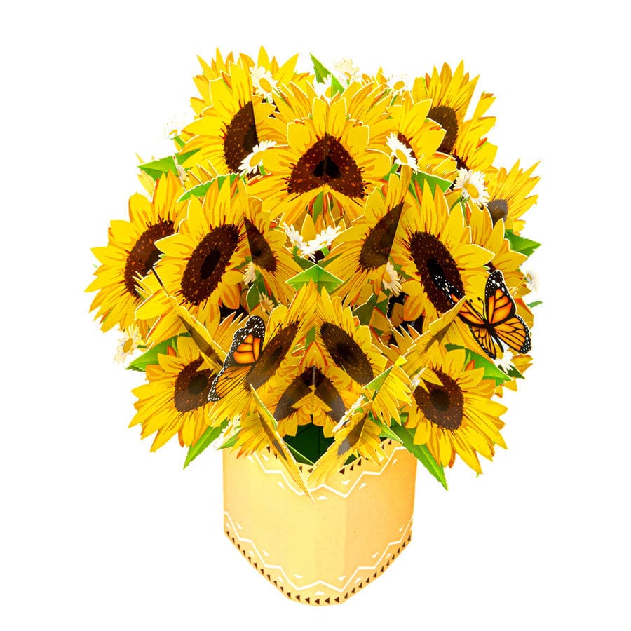Biglietto Pop-up Per La Festa Della Mamma Con Bouquet Di Girasoli In Carta - GiftlabIT