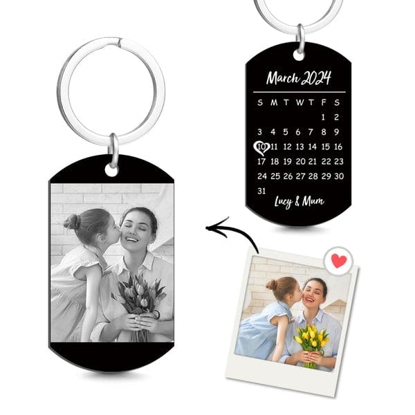 Portachiavi Personalizzato Con Foto Incisa, Regalo Per La Festa Della Mamma, Regalo Di Nozze Per Coppie. - GiftlabIT