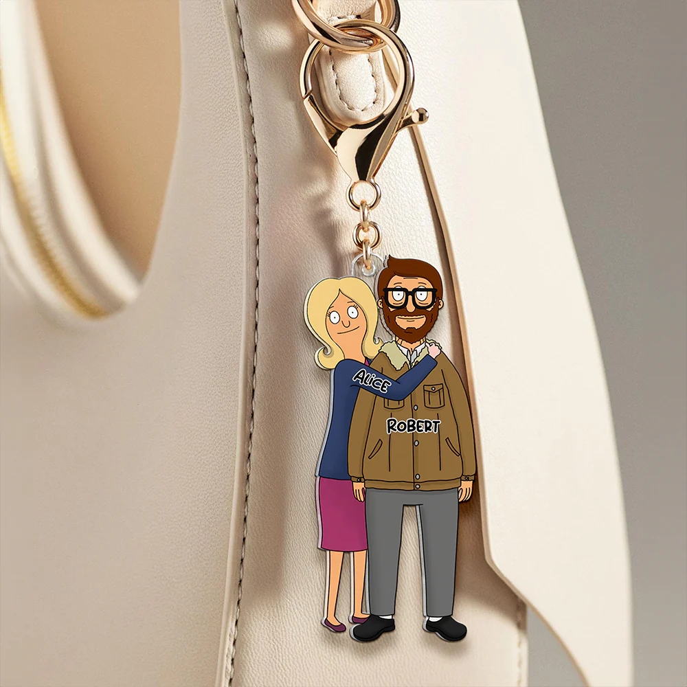 Portachiavi Personalizzato In Stile Cartone Animato, Regalo Personalizzato Per Coppie - GiftlabIT