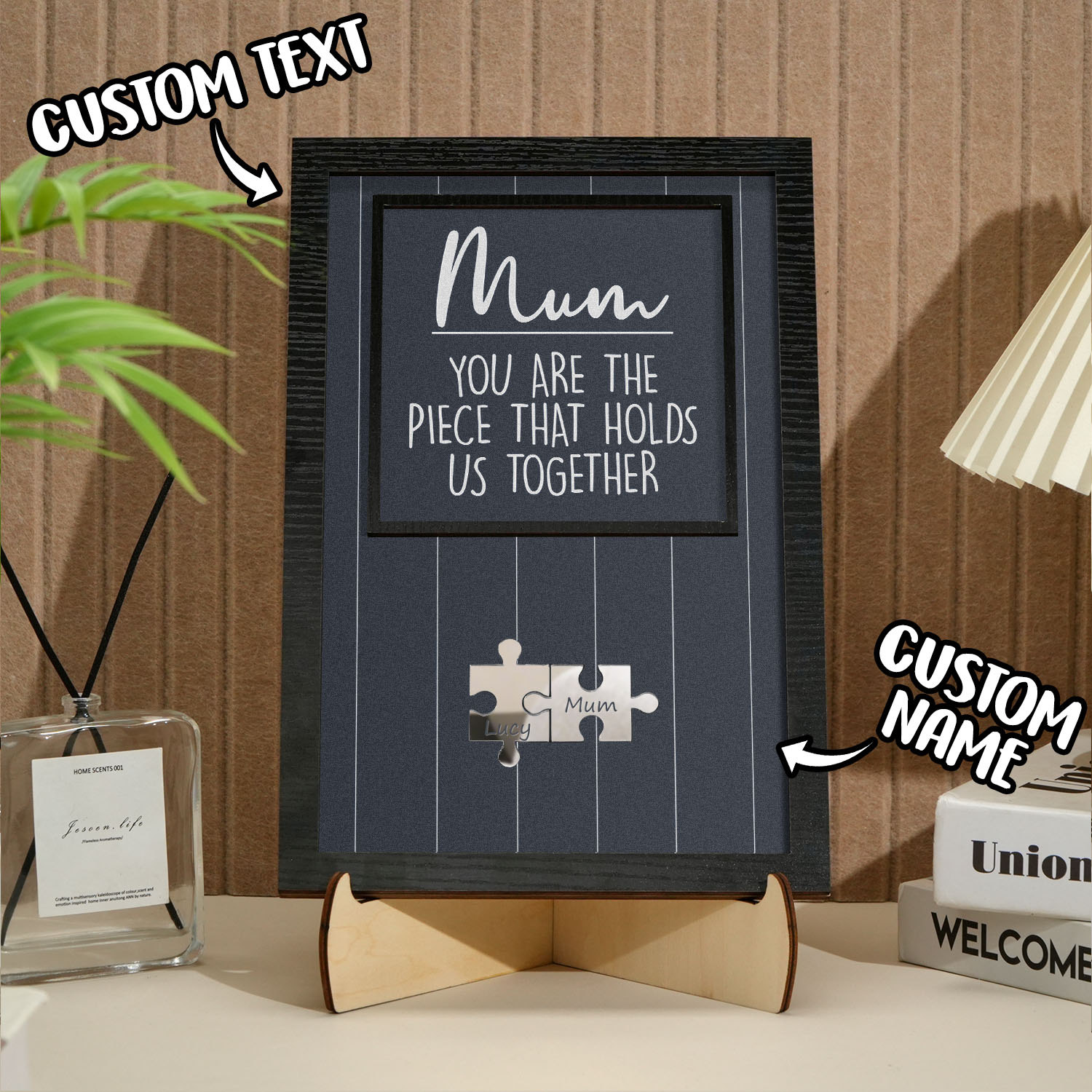 Mamma, Sei Il Pezzo Che Ci Tiene Uniti - Cartello In Legno A Forma Di Pezzo Di Puzzle - Regalo Per La Festa Della Mamma - GiftlabIT
