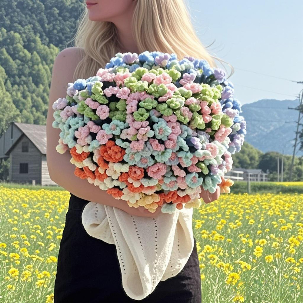 Coperta Con Motivo A Margherite Lavorata A Mano, Bouquet Di Fiori, Pronta All'uso, Regalo Per Mamma E Fidanzata - GiftlabIT