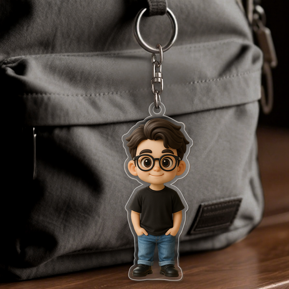 Portachiavi Personalizzato In Acrilico Con Personaggio Dei Cartoni Animati, Portachiavi Personalizzato Con Foto, Ciondolo Per Borsa, Regalo Ricordo Unico Per Fidanzato, Anniversario, Compleanno, San Valentino. - GiftlabIT